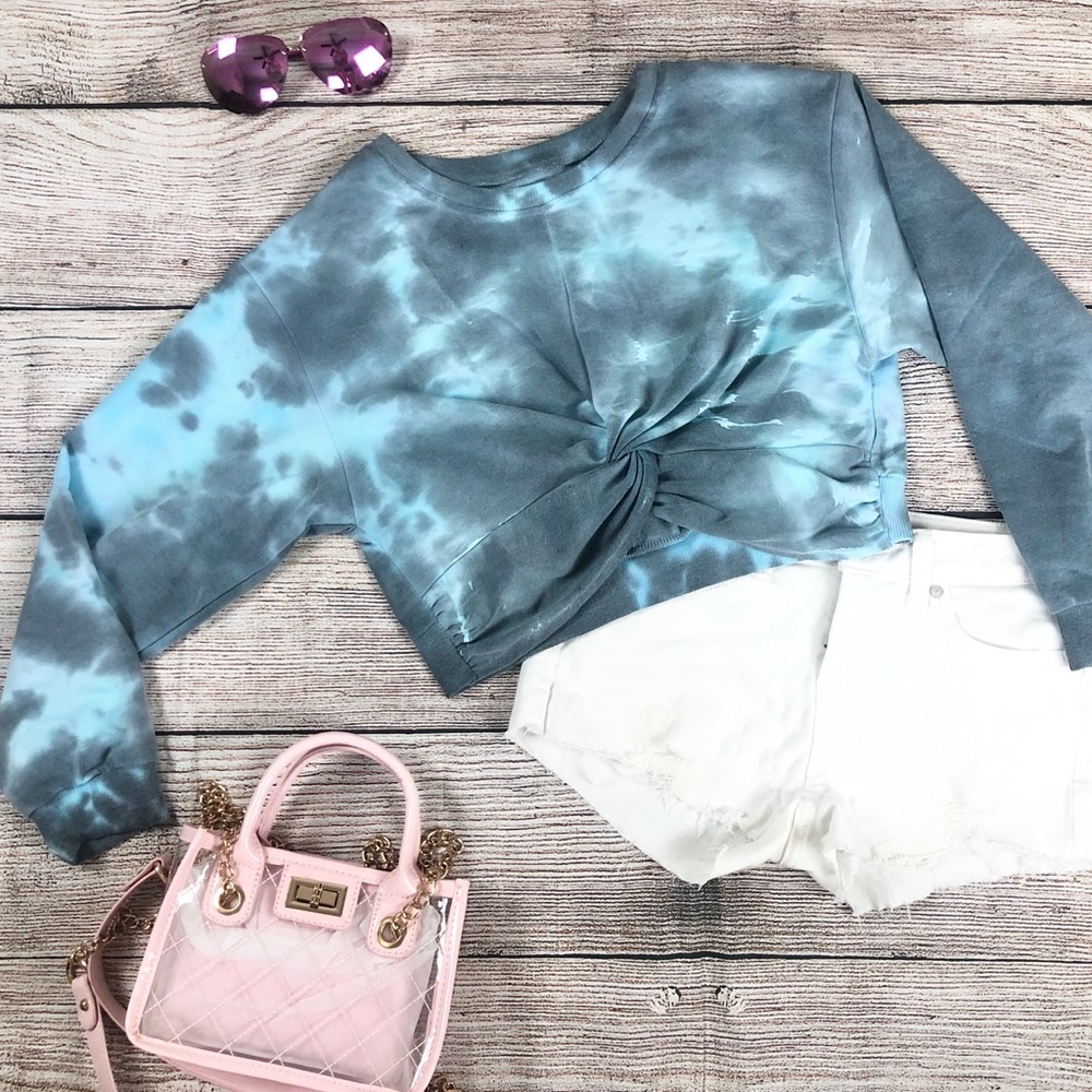 Cropped Tie Dye Twist Sweater
